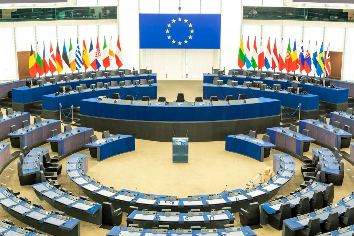 European Parliament hemicycle &mdash; diplomatic and institutional chauffeur work in Brussels